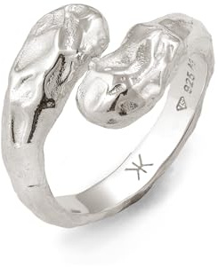 Kuzzoi Herrenring massiv Bandring (14 mm) Used Design aus 925 Silber | Ring gehämmert für Männer Ringgröße 60 - 66