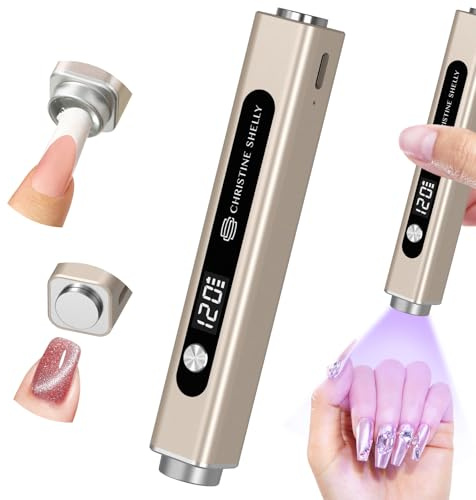 UV Lamps for Gel Nails, 3 in 1 LED Flash Cure Lamp Cat Eye Magnet Nail Stamp | CHRISTINE SHELLY Rechargeable Handheld Nail Dryer Light with 3 Timers LCD Display for Gel Polish Home DIY