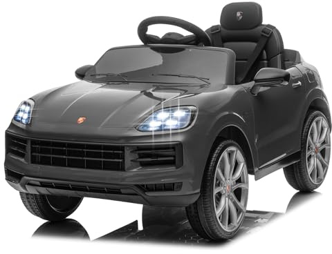 LALAHO Kinder Elektroauto 12V 2-türig mit 2,4G-Fernbedienung MP3 Grau | Inklusive MP3, Musik, Hupe und LED-Leuchten als Kinderfahrzeug