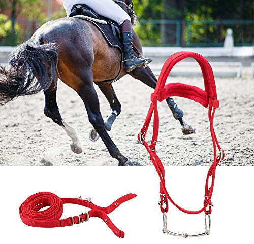 Yctze Rotes, Verstellbares Pferdezaumzeug mit Weichem Kissen und Abnehmbarer Trense – Bequemes Pferdezügelgeschirr Zum Reiten