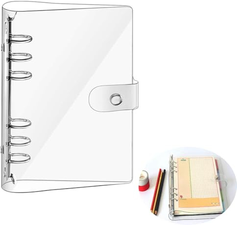 Yeenano Ringbuch A5 Nachfüllbar Transparente Ringbuch PVC Einband Binder A5 Ringbuchmechanik 6 Loch Binderring Mit Druckknopfverschluss Nachfüllbares Für DIY Notebook Fotoalbum Und Scrapbooking