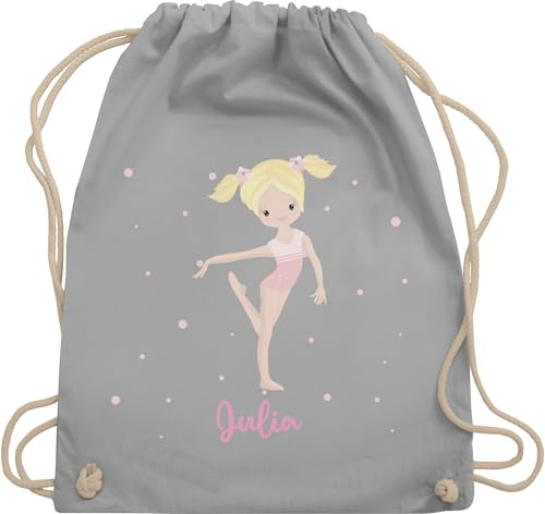 Turnbeutel Rucksack - Turnen - Turnsport Name - Geschenk Mädchen Sportgymnastik - Unisize - Hellgrau - für turner gymnastik kinder turn turnerinnen geschenke
