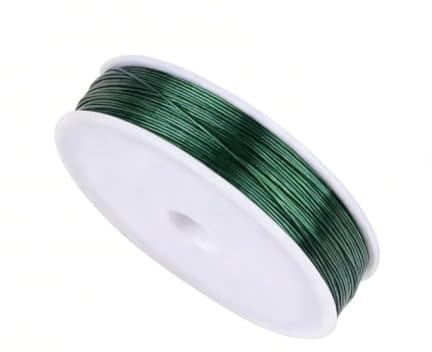Hrlace Eisendraht Schmuckdraht Kupferdraht zum Basteln Dünn Basteldraht Kupferdrahtrolle Deko-Draht Metalldraht für DIY Handwerk Blumenkunst Schmuckherstellung Armbänder 0.5mm-Grün 40 M/Rolle