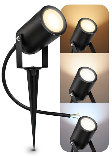 SSC-LUXon KALOA Gartenstrahler schwarz Erdspieß GU10 3W 3 Lichtfarben IP44 | Schwenkbarer Erdspießstrahler - warm / neutral / kalt, für Beete, Fassaden & Wege, Boden- oder Wandmontage, inkl. GU10 LED