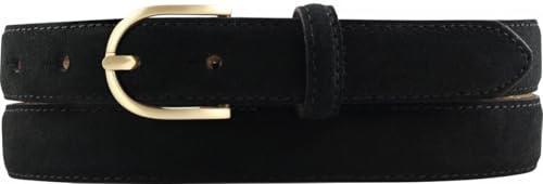 BELTINGER Damen-Gürtel aus Veloursleder 2,5 cm | Velour-Ledergürtel für Damen 25mm | Wildleder-Gürtel mit runder, goldener Gürtelschließe
