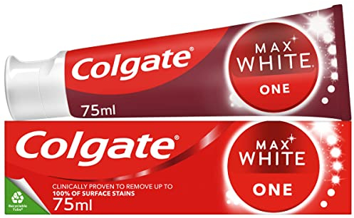 COLGATE Colgate Max White One Zahnpasta 75 ml, zahnaufhellende Zahnpasta mit klinisch erprobter Formel, entfernt bis zu 100% der oberflächlichen Flecken, enthält Aufhellungsbeschleuniger, 1 Farbton w