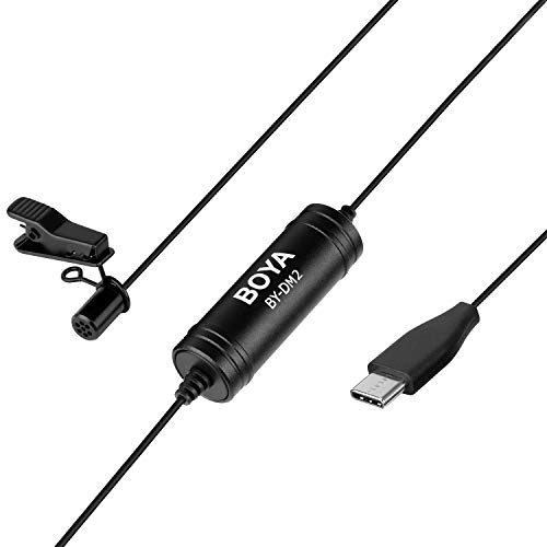 BOYA DM2 Broadcast-Quality Omnidirectional Lavalier Microphone Clip-on Lapel Mic Compatible with USB Type-C Devices Including Samsung Galaxy LG,HTC Google Pixel, Google Nexus, Other C Type Smartphone