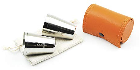 iSavage Shot Glasses with Orange Leather Case Set of 4 18/8 Stainless Steel, 1pc Cloth Bag-YM202