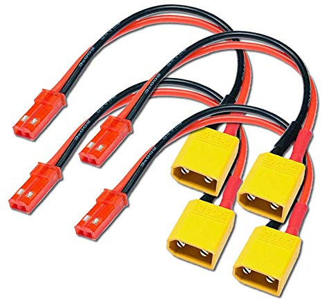 4 Stück Premium Adapter XT30 Male Stecker auf JST BEC Female Buchse Plug 10cm Adapterkabel für Lipo Akku Batterie RC Modellbau