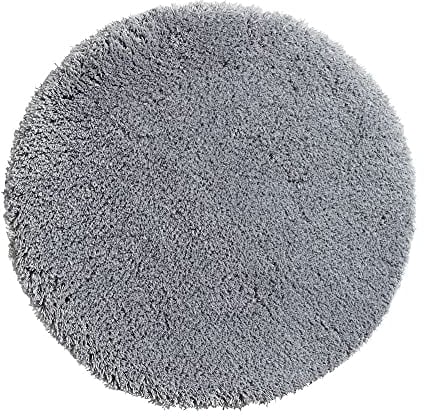 PANA® Runde Badematte Hochflor (Ø 90 cm) • Badteppich rund aus weichen Mikrofasern • Saugstark & waschbar • Runder Duschvorleger, Badvorleger, Badezimmerteppich rund • Farbe: Grau