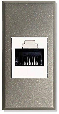 Frutto RJ45 UTP Cat.6 Prise modulaire 8 broches pour câbles Ethernet compatible BTicino Axolute Connexion Type 110 IDC, couleur argent