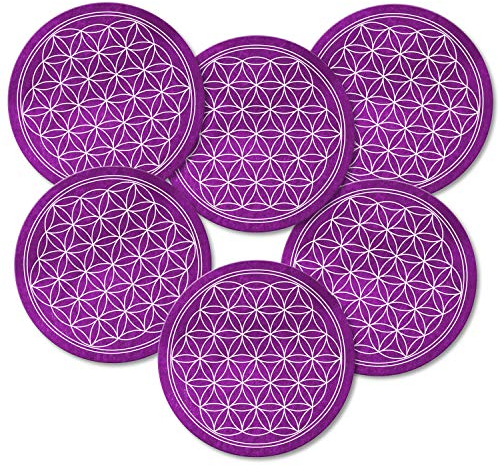 Untersetzer 6er Set 'Blume des Lebens' (Lila)