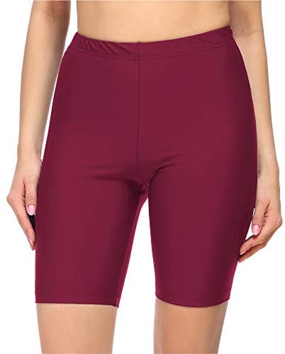 Merry Style Damen Badehose High Waist Schwimmhose für Wassersport SUP Schwimmradler MS10-333 (Weinrot,38)