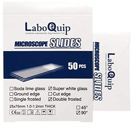 LaboQuip Frosted Microscope Slides - Double Frosted Ends (Pack of 50)