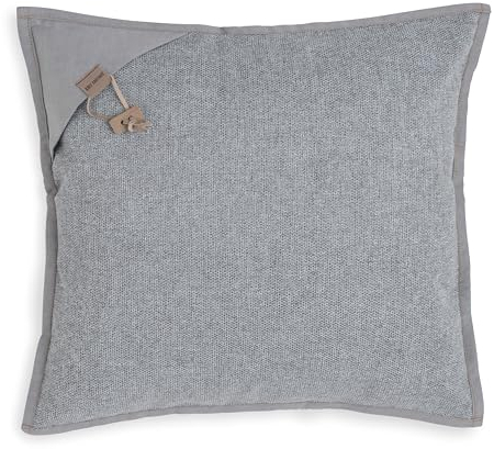 KNIT FACTORY - Hope Kissen - Modernes Dekokissen mit feinmaschigen Struktur - Couchkissen mit Füllung und Bezug - Quadratische Sofakissen - 50x50 - Grau