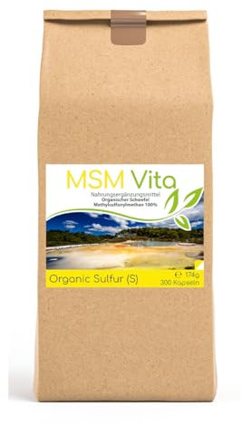 Cellavita – Organischer Schwefel MSM Vita Kapseln hochdosiert & 99,9% rein - 300 Kapseln reines Methylsulfonylmethan im Beutel – MSM-Pulver zusatzstoff- & konservierungsmittelfrei – Made in Germany