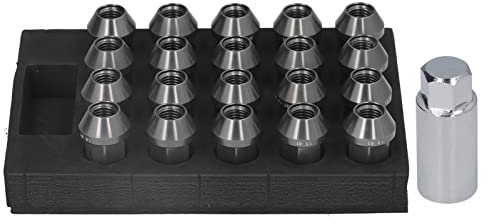 EVGATSAUTO Radmuttern-Kit, M12 X 1,5 Radmuttern mit Sockeladapter Aluminiumlegierung 42 Mm Lang 19 Sechskant für JDM Racing Ersatz(Titanfarbe)