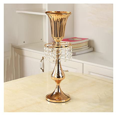 Moisture Floreros Decorativos 50 cm Elegante jarrón de Metal Oro Color Cristal candelabras Metal candelabros Flor tazón for Bodas Decoración de Jarrones para el Hogar (Color : B2)