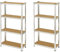 Baroni Home Regal aus Stahl und Holz MDF, Steckregal für Garage, Lager, Keller, Abstellraum, Tragkraft 400 kg, Maße, Steckregal (4 Etagen / 2 Stück)