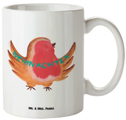 Mr. & Mrs. Panda XL Tasse Rotkehlchen Weihnachten - Geschenk, Vogel, Weihnachtsmotiv, Tasse Für Tee Liebhaber, Becher XL, Advent, Nikolaus,