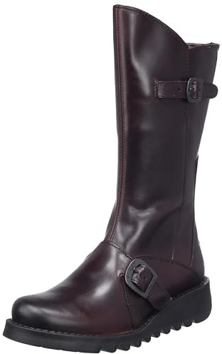 Fly London Women's Mes 2 Buckle Boots, Wine Black Sole, 6 UK