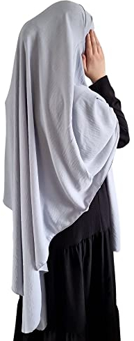 Yaqeen XL-Khimar-Dreieck-Hidschab für Muslime, einteilig, weicher Kreppstoff, Kopftuch, Material, Chadors, Arabien, islamisches Gebetskleid, muslimische Schals, Körperabdeckung, silber, Einheitsgröße