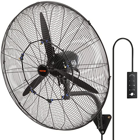 VEVOR Ventilatore da Parete, 74,9 cm 3 Velocità ad Alta Velocità, Ventilatore da Parete Industriale Oscillante Impermeabile 150 W Commerciale o Residenziale per Magazzino, Serra, Officina, Nero