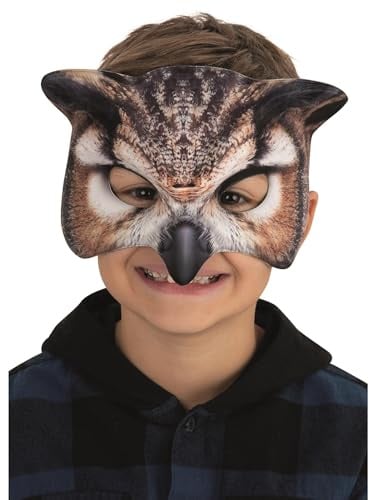 Smiffys Realistische Eulenmaske, braun, mit Gummiband Halloween