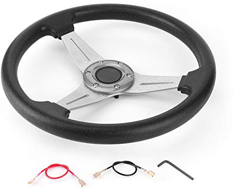 Sportlenkrad, 350 Mm Universal-Auto-Lenkrad-Ersatz, Deep Dish Racing-Lenkrad (Silber)