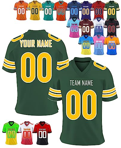 FwSYouMAI Personalizzata Maglietta da Football Americano Uniformi Nome della Squadra Personalizzato per Uomo e Donna e Bambino