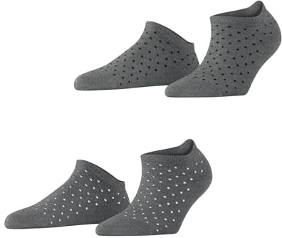 ESPRIT Damen Sneakersocken Fine Dot Multipack W Sn Baumwolle kurz gemustert 2 Paar, Grau Light Grey Melange 3390, 35-38