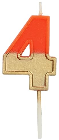 Folat 24214 Kuchen Kerze Retro Ziffer/Zahl 4 Orange - 5 cm Geburtstagskerzen für Geburtstag, Geburtstagsdeko, für Kinder Partys, Hochzeiten, Firmenfeiern, Jubiläen