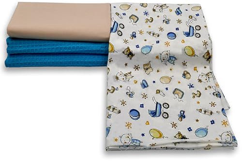 Virginia Tex Baumwollstoff-Set 3 Stück 60 x 150 cm Tex Standard 100 waffelpique-Stoff und 2 x Baumwollstoff meterware 100% Baumwolle Stoffe zum (Blau)