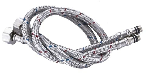 Heable Pack of 2 Kitchen/Basin Monobloc Mixer Tap Connectors Flexi Pipes Tails British Standard Pipe M10 x1/2 Fitting 700mm Long (Silver Pipes)