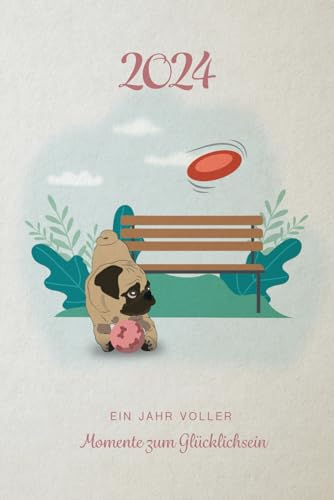 Mops Kalender 2024: Niedlicher Kalender 2024 mit farbigen Mops Illustrationen | A5 Format | Doppelseite für jede Woche | Mops Geschenke | Mops Artikel ... | Mops Kalender | Geschenke für Mopsliebhaber