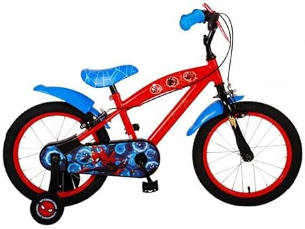 Spiderman Marvel 16 Zoll Kinderfahrrad blau/rot mit Zwei Handbremsen - Sicherheit, Komfort und Spaß in einem!