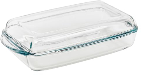 Queensway Home & Dining 1.95L Borcam Glass Rectangle Casserole Baking Dish Oven Bakeware with Lid