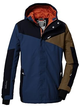 killtec Niños Chaqueta de esquí/chaqueta funcional con capucha y protección contra la nieve KSW 387 BYS SKI JCKT, dunkel stahlblau, 164, 42077-000