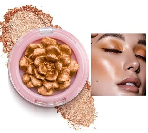 Palette di Evidenziatori, Blush Rose 3D, Trucco Viso con Evidenziatori per il Corpo, Polvere Scintillante per il Viso, Evidenziatori Lucidi a Lunga Durata