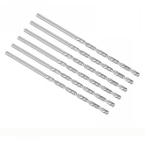 TOP-VIGOR 6Pcs 6mm Dia Extra Long Twist Drill Bits, 160mm Length High Speed Steel Extended Spiral Drill Bit, Straight Shank Twist Drill Bit Tool for Wood Metal Aluminum Plastic