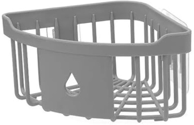 König Design Duschablage mit 2 Klebe Haken Duschregal Ecke ohne Bohren Abnehmbar Badezimmer Organizer Wasserdicht und ölbeständiges Duscheckregal für Bad und Küche (Grau, 1 Stück)
