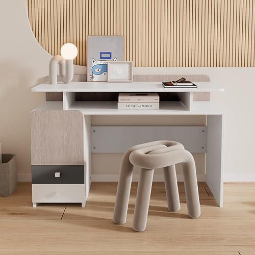YESGIGA Komplettschlafzimmer Set, Einzelbett + Schreibtisch + Bücherregal, Jugendbett mit Regale, mit Schubladen, 90x200cm (Schreibtisch)