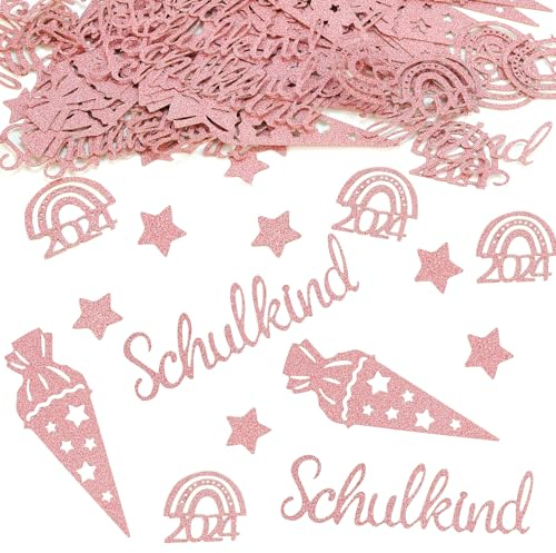 100 Stück Schulkind Konfetti Glitzer Rosegold, Schulkind 2024 Einschulung Deko,Streudeko Einschulung für Schuleinführung, Schulanfang, Einschulung Junge und Mädchen