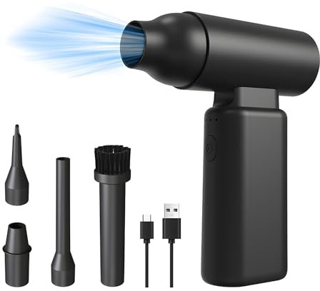 Irishom Aire Comprimido Limpieza Eléctrico 2 en 1 Plumero de Aire eléctrico Ajustable de 3 Engranajes 67000 RPM con Motor sin escobillas Soplador de Aire inalámbrico Recargable