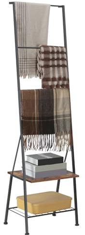 Towel Ladder, Bathroom Towel Rack, Blanket Ladder Freestanding Towel Holder, 5-Tier Towel Rack for Bathroom Accessories, Small Clothes Stand with Shelves