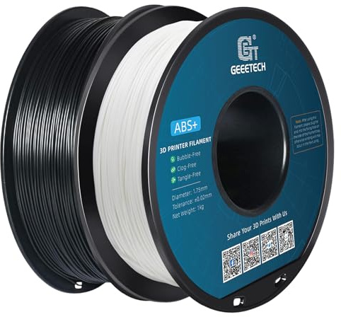 GEEETECH ABS+ Filament Schwarz/Weiß, 2x1kg Spule für 3d Drucker