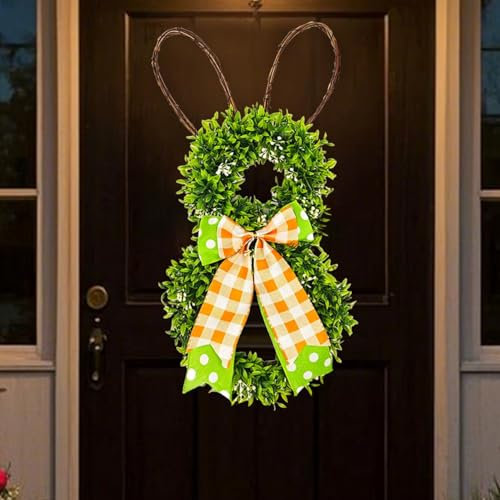 Osterkranz mit Eiern Türkranz Kranz Deko Künstliche Blumenkranz, FrühlingsKranz Dekoration, Ostern Dekorativer Türkranz Hasenförmiger Wandkranz für Osterdeko Frühlingsdeko (50x25cm)