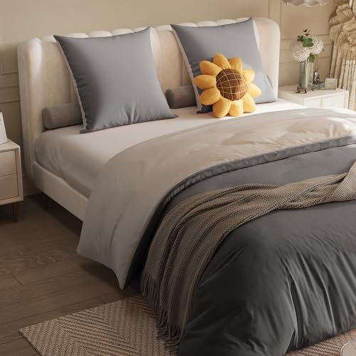 Tanant Bettwäsche 4teilig 160x200cm, 1 Bettbezug, 1 Spannbetttuch, 2 Kissenbezug, Wendebettlaken aus Mikrofaser, über 4 Eckseile zur Fixierung