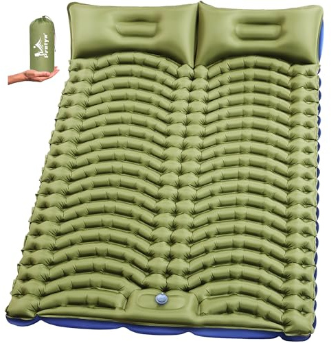 Pretyw Double Camping Sleeping pad with Pillow & Built-in Foot Pump