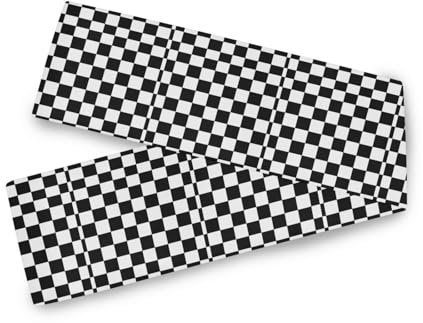 Chemin de table à carreaux noir et blanc, 33 x 177,8 cm, décorations dorées pour fête, réutilisable, blanc, 177,8 cm de long